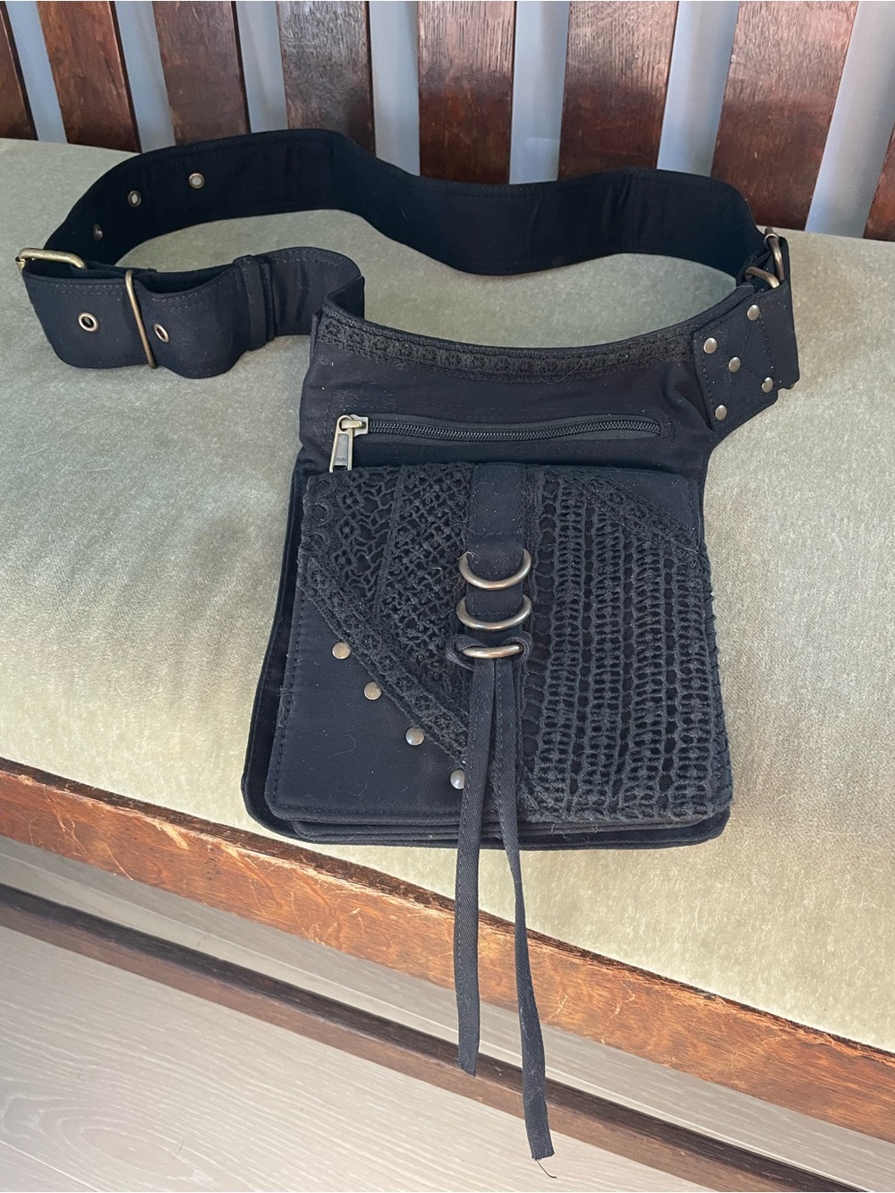 Black Textile Crossbody Belt Bag - Unbranded